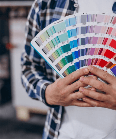 Color swatches in hand